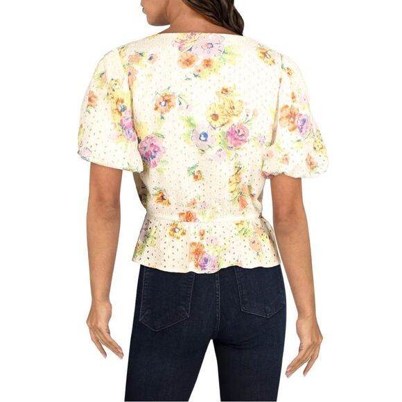 WAYF Womens‎ Eyelet Floral Peplum Top - Picture 3 of 6